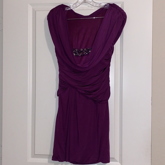 Laundry by Shelli Segal Purple Draped Dress - Size 4, Excellent Condition - Picture 2 of 5